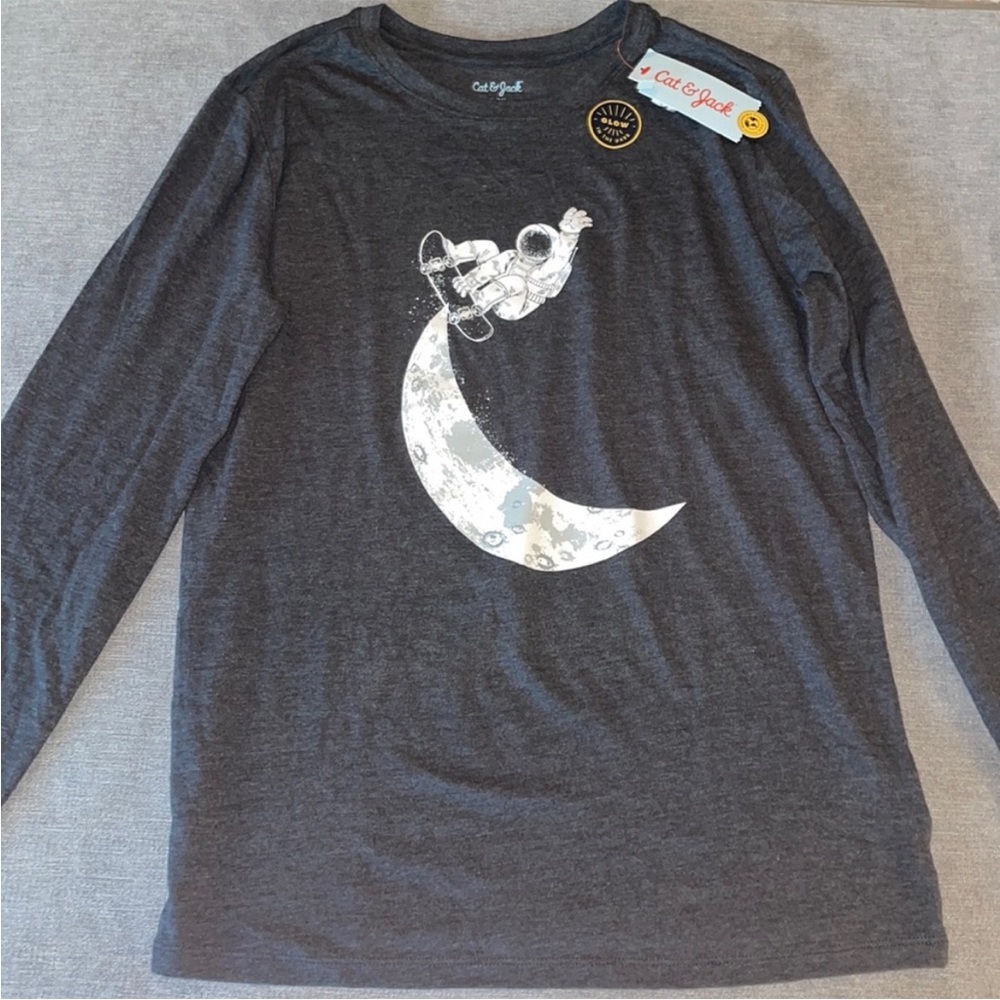 Cat & Jack Boy's Long Sleeve Glow in the Dark Astronaut Top